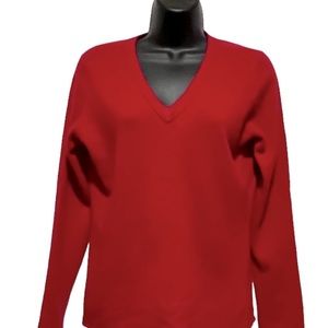 Cashmere Fenn Wright Manson Red Holiday V-neck Pullover Sweater Womens Medium